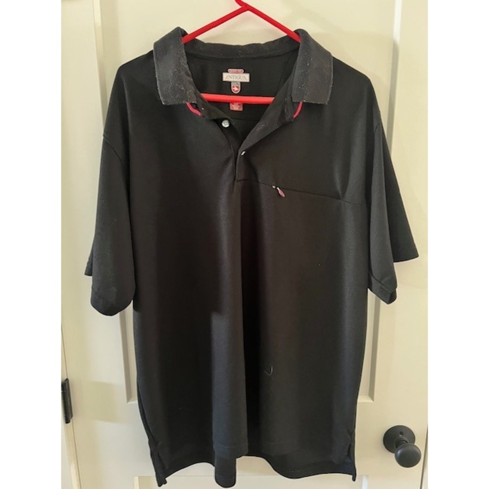 Antigua Desert Dry Golf Polo Mens XL Black Short Sleeve Zipper Pocket Shirt